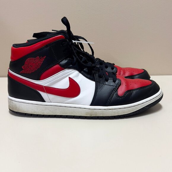 Jordan 1 Mid White Black Red (2022) Men's Size 14 - 554724-079 - Picture 3 of 8